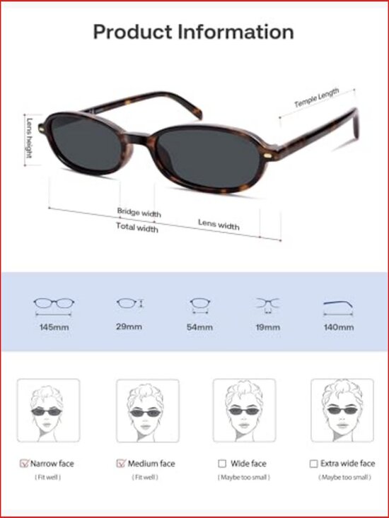 Retro Polarized Rectangle Oval Sunglasses Skinny Rim UV400 Protected main image 5